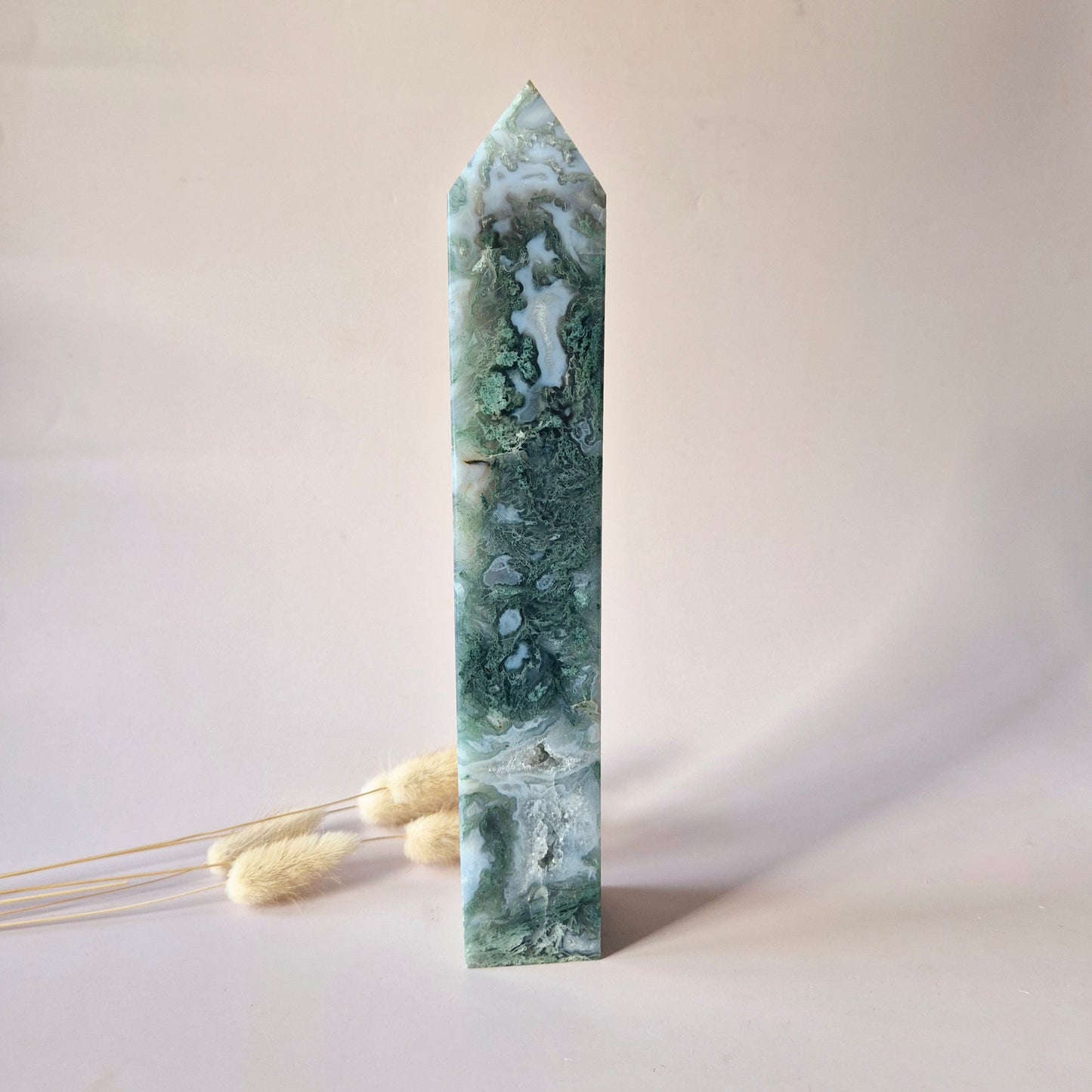 XXL Mosagaat Edelsteen Toren (1020 g) Obelisk / Tower / Point