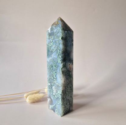 XXL Mosagaat Edelsteen Toren (688 g) Obelisk / Tower / Point