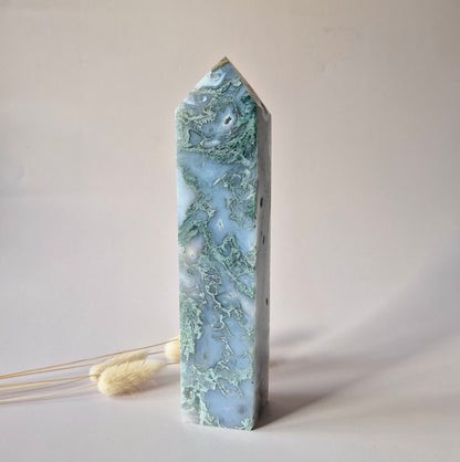 XXL Mosagaat Edelsteen Toren (688 g) Obelisk / Tower / Point