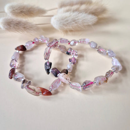 Edelsteen Armband Kwarts Mix  – Natuurlijke Chips & Organische Vorm