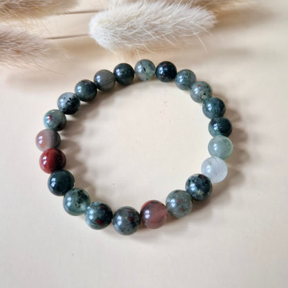 Edelsteen armband met 8mm ronde kralen - Afrikaanse Bloedsteen