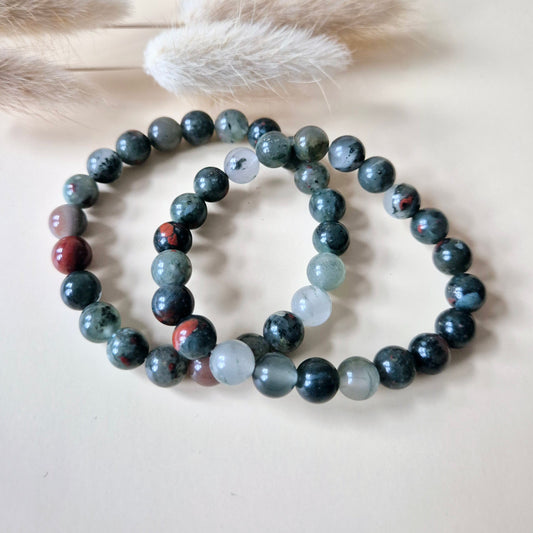 Edelsteen armband met 8mm ronde kralen - Afrikaanse Bloedsteen