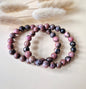 Edelsteen armband met 8mm ronde kralen - Rhodoniet