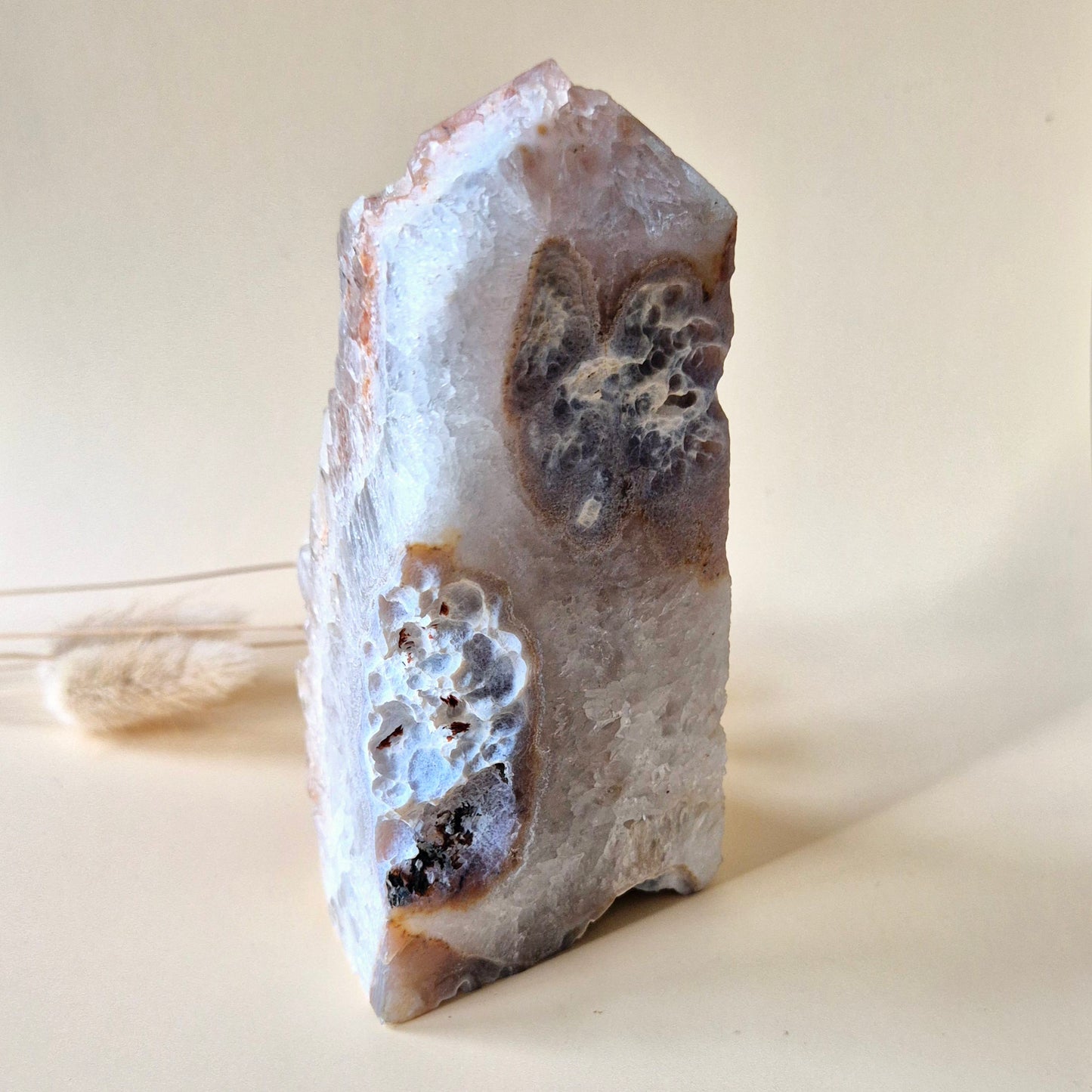 XL Edelsteen Druzy Pink Amethist Geode Freeform Toren van 527 gram Statement Piece