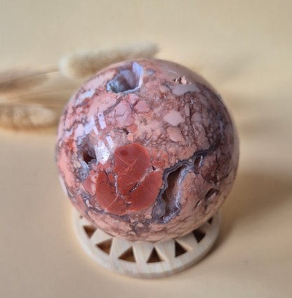 Kristallen Edelsteen Druzy Petal Agate bol 60mm – Uniek kunstwerkje van Moeder Aarde