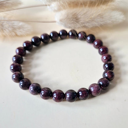 Edelsteen armband met 6mm ronde kralen - Granaat