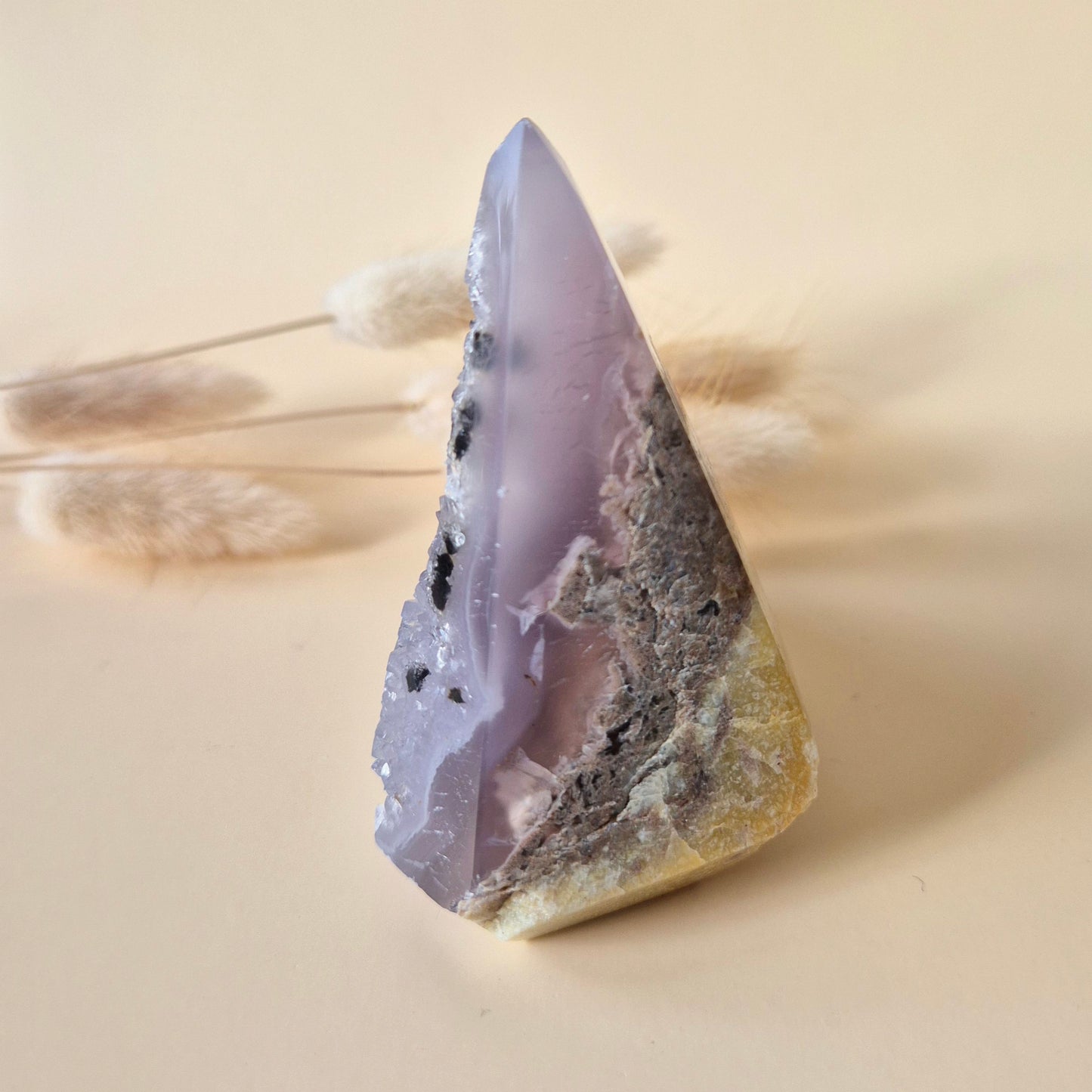 Druzy Grijze Agaat Diamant Staande Edelsteen Kristal - #1 167g