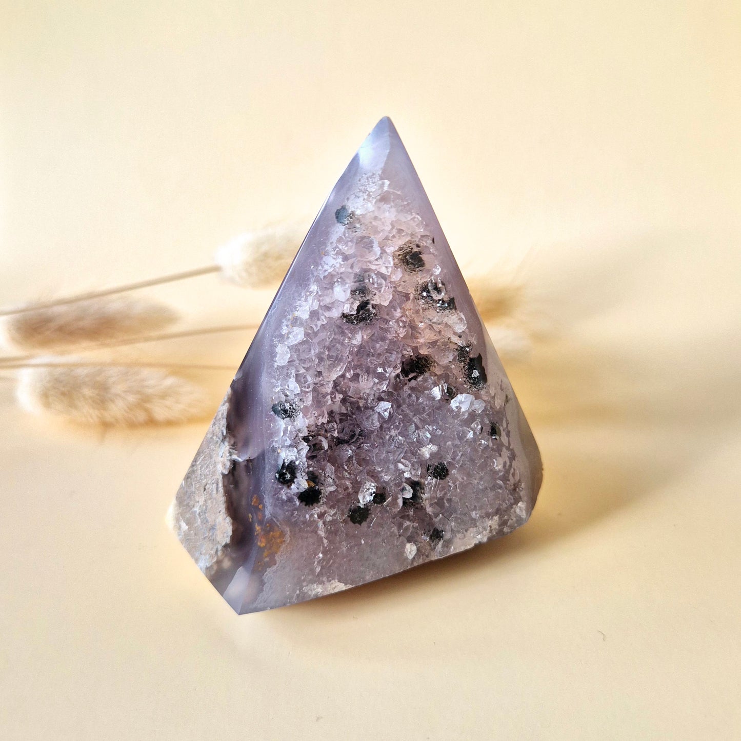 Druzy Grijze Agaat Diamant Staande Edelsteen Kristal - #1 167g