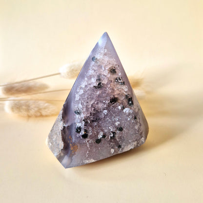 Druzy Grijze Agaat Diamant Staande Edelsteen Kristal - #1 167g