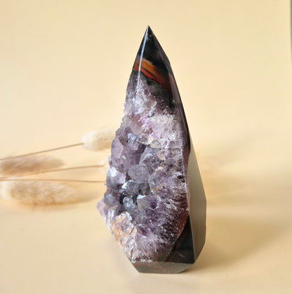 Druzy Grijze Agaat Diamant Staande Edelsteen Kristal - #2 226g