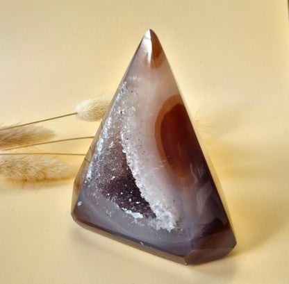 Druzy Grijze Agaat Diamant Staande Edelsteen Kristal - #7 242g