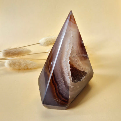 Druzy Grijze Agaat Diamant Staande Edelsteen Kristal - #7 242g