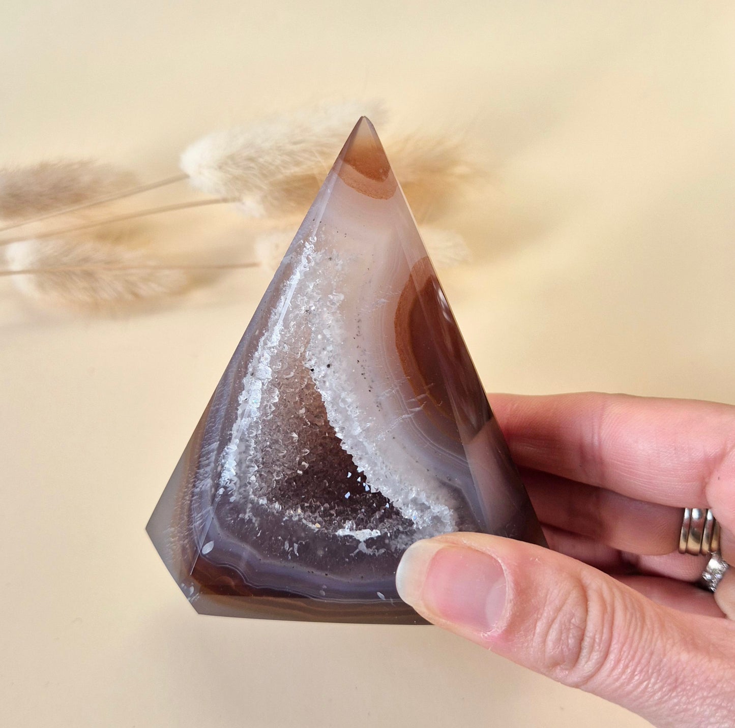 Druzy Grijze Agaat Diamant Staande Edelsteen Kristal - #7 242g