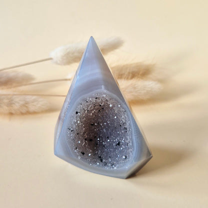 Druzy Grijze Agaat Diamant Staande Edelsteen Kristal - #10 83g