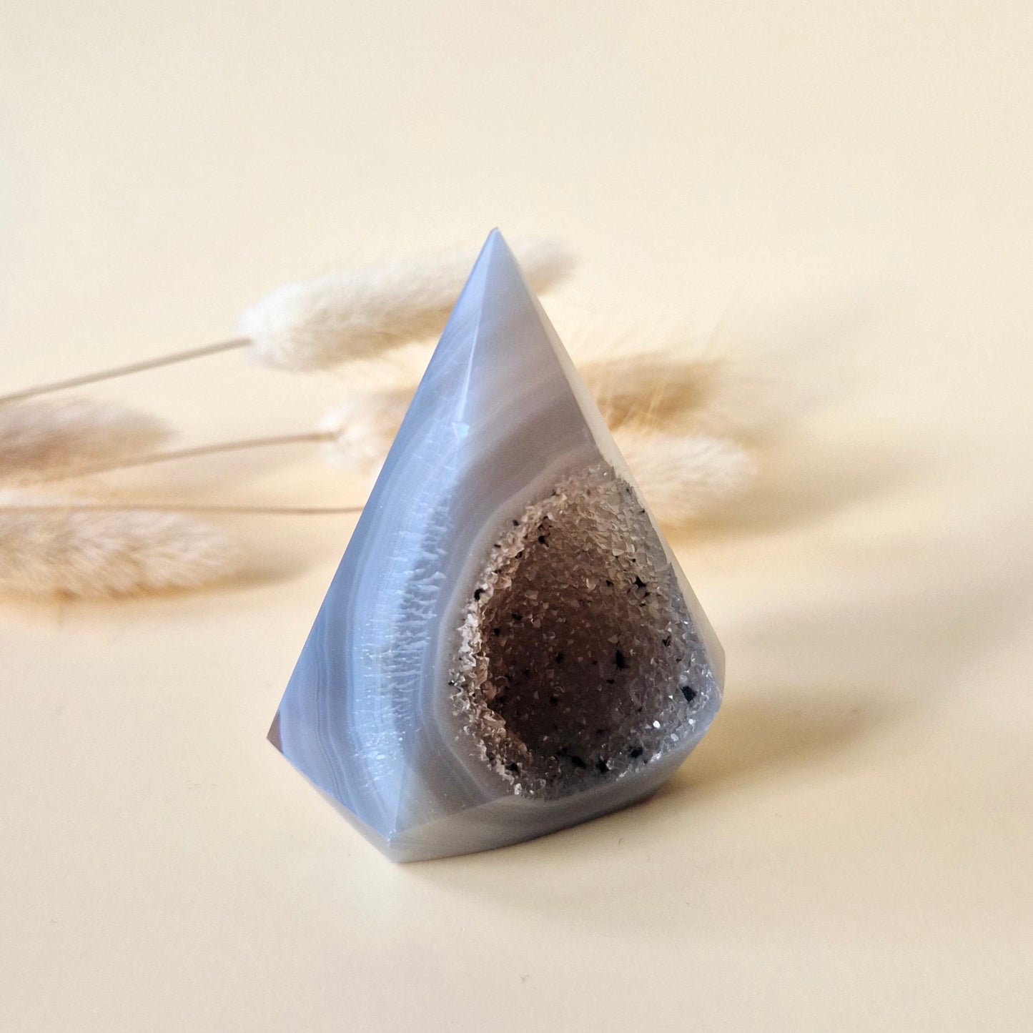 Druzy Grijze Agaat Diamant Staande Edelsteen Kristal - #10 83g