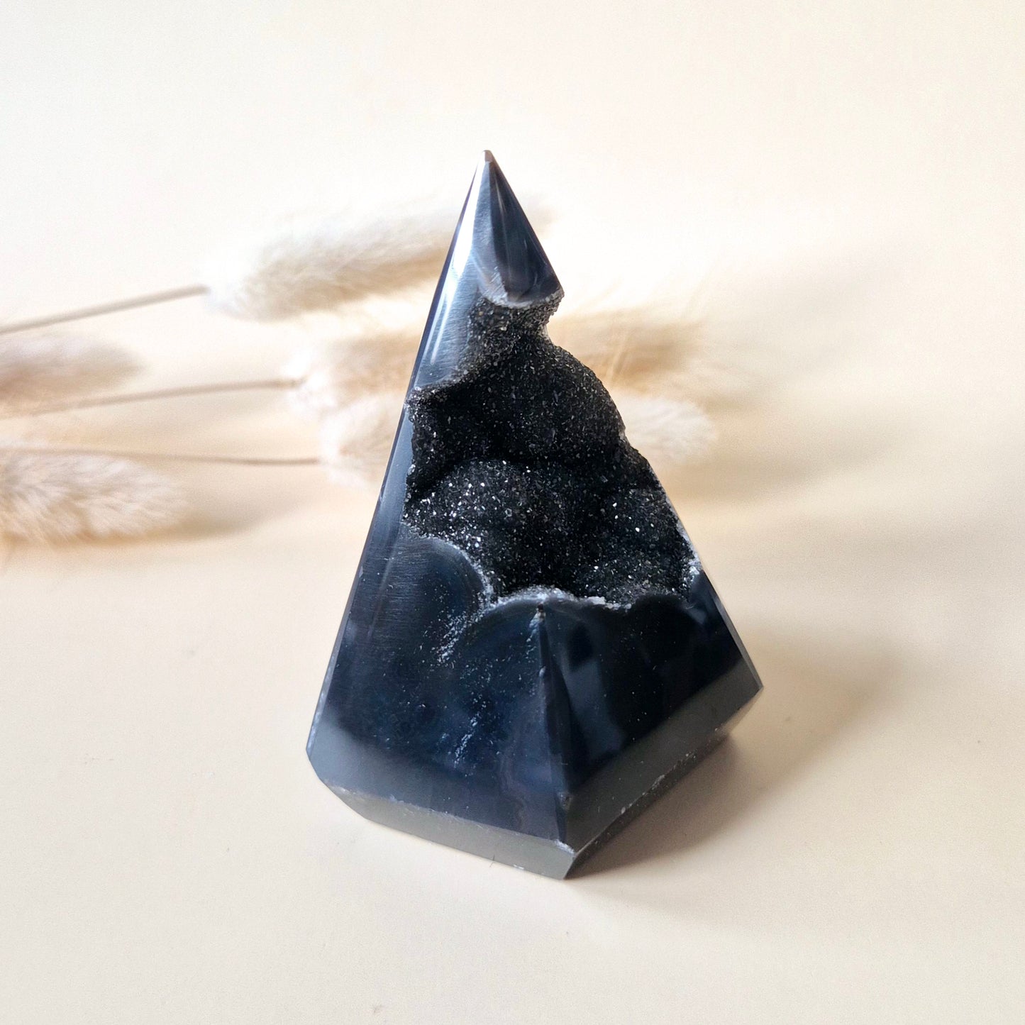 Druzy Grijze Agaat Diamant Staande Edelsteen Kristal - #12 114g