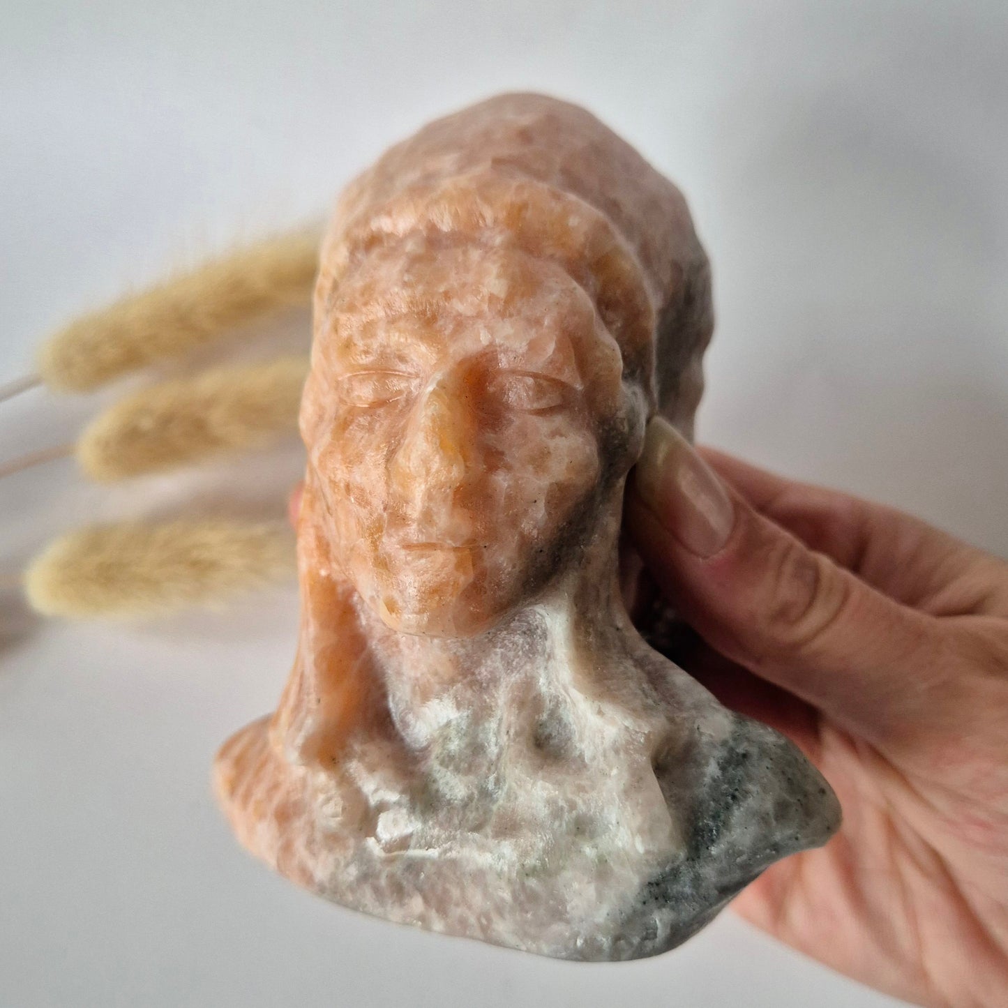 Edelsteinbüste einer Frau (8 cm) - Rosenquarz