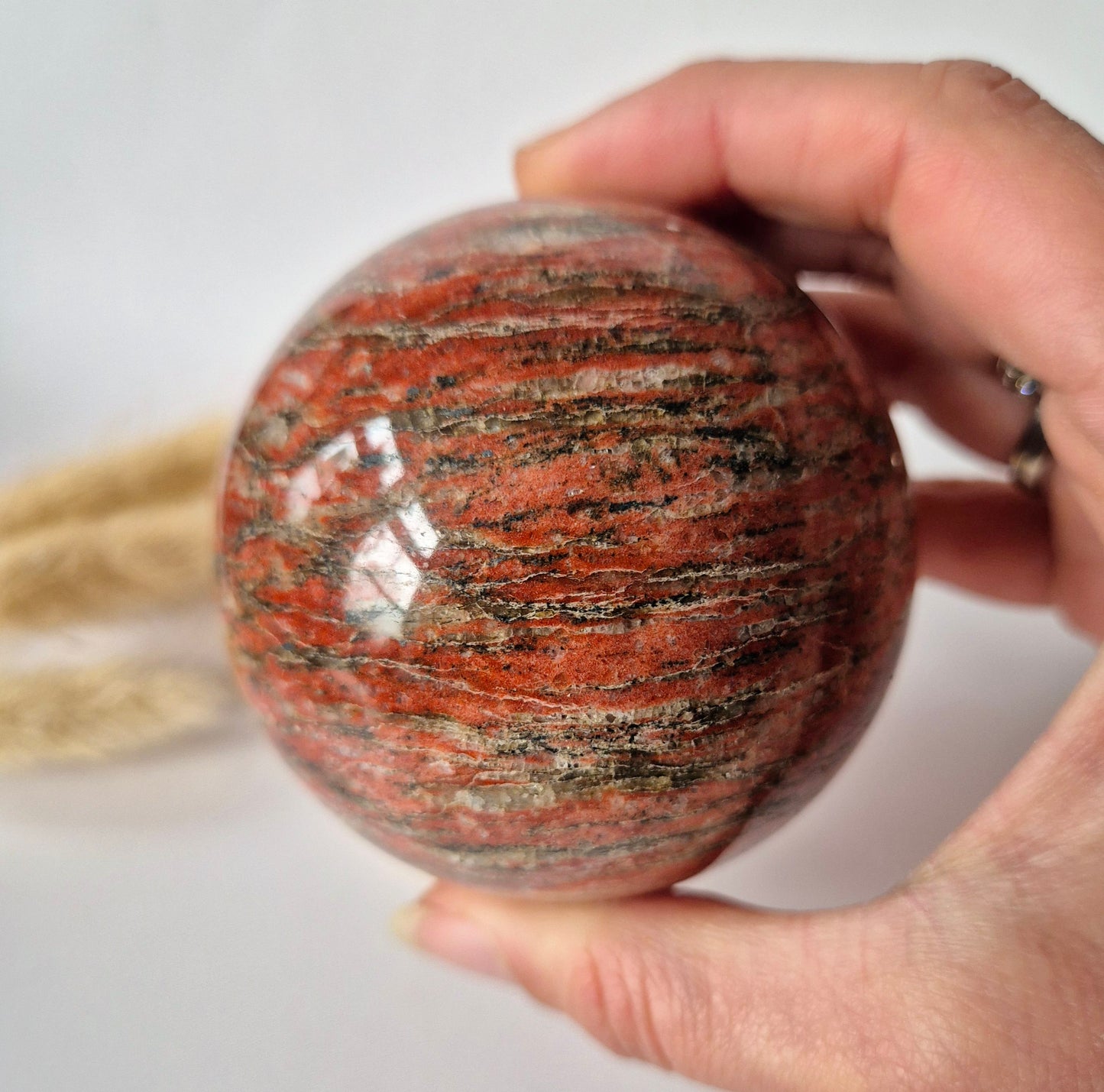 Edelsteen Red Banded Jasper Bol | Gepolijste Jaspis Sphere 60-70mm