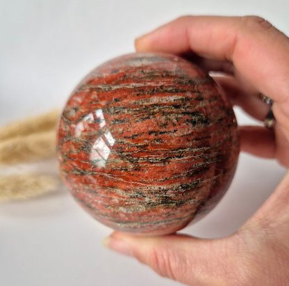Edelsteen Red Banded Jasper Bol | Gepolijste Jaspis Sphere 60-70mm