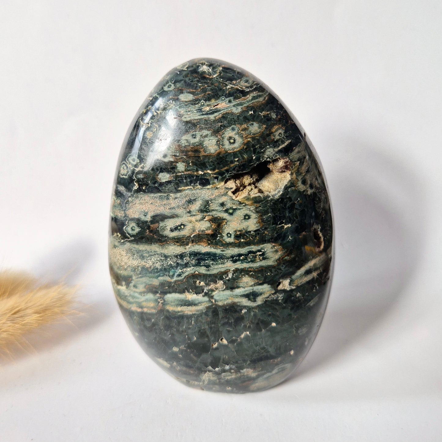 Edelstein Coelestin Handschmeichler (6-8 cm) – Engelfrieden &amp; spirituelle Verbindung Handschmeichler Sorgenstein
