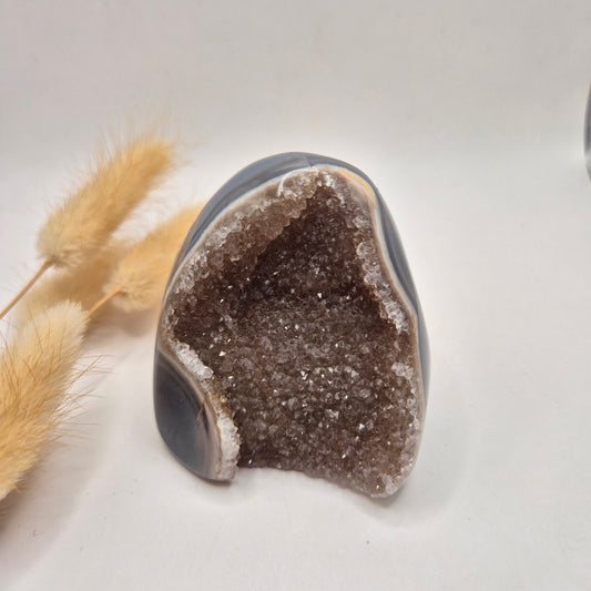 Druzy Grijze Agaat Freeform / Staande Edelsteen Kristal - #3 177g