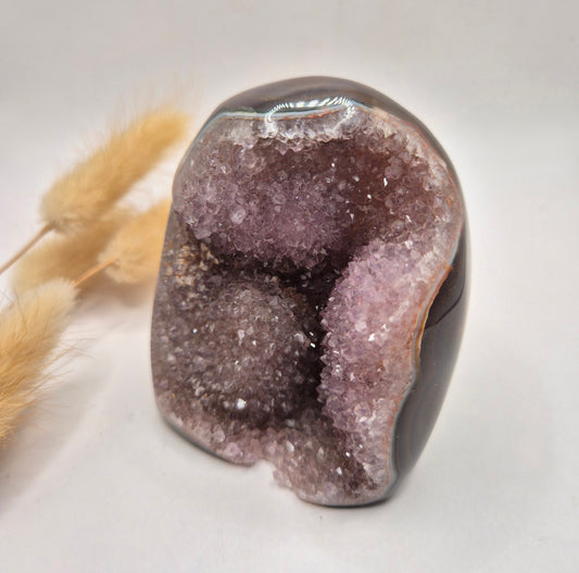 Druzy Grijze Agaat Freeform / Staande Edelsteen Kristal - #14 191g