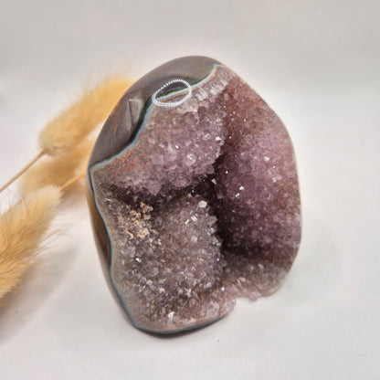 Druzy Grijze Agaat Freeform / Staande Edelsteen Kristal - #14 191g