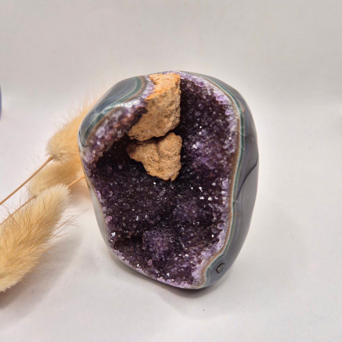 Druzy Grijze Agaat Freeform / Staande Edelsteen Kristal - #15 252g