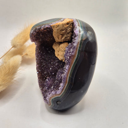 Druzy Grijze Agaat Freeform / Staande Edelsteen Kristal - #15 252g