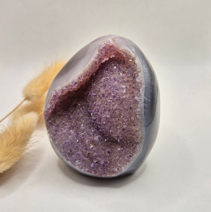 Druzy Grijze Agaat Freeform / Staande Edelsteen Kristal - #21 319g