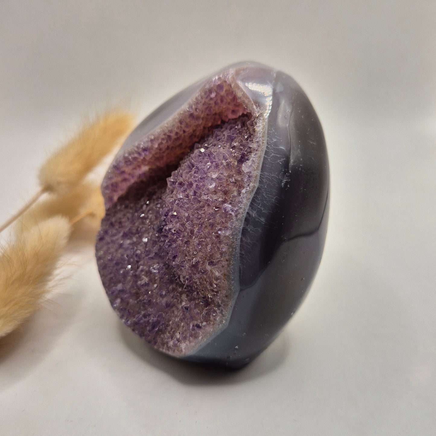 Druzy Grijze Agaat Freeform / Staande Edelsteen Kristal - #21 319g