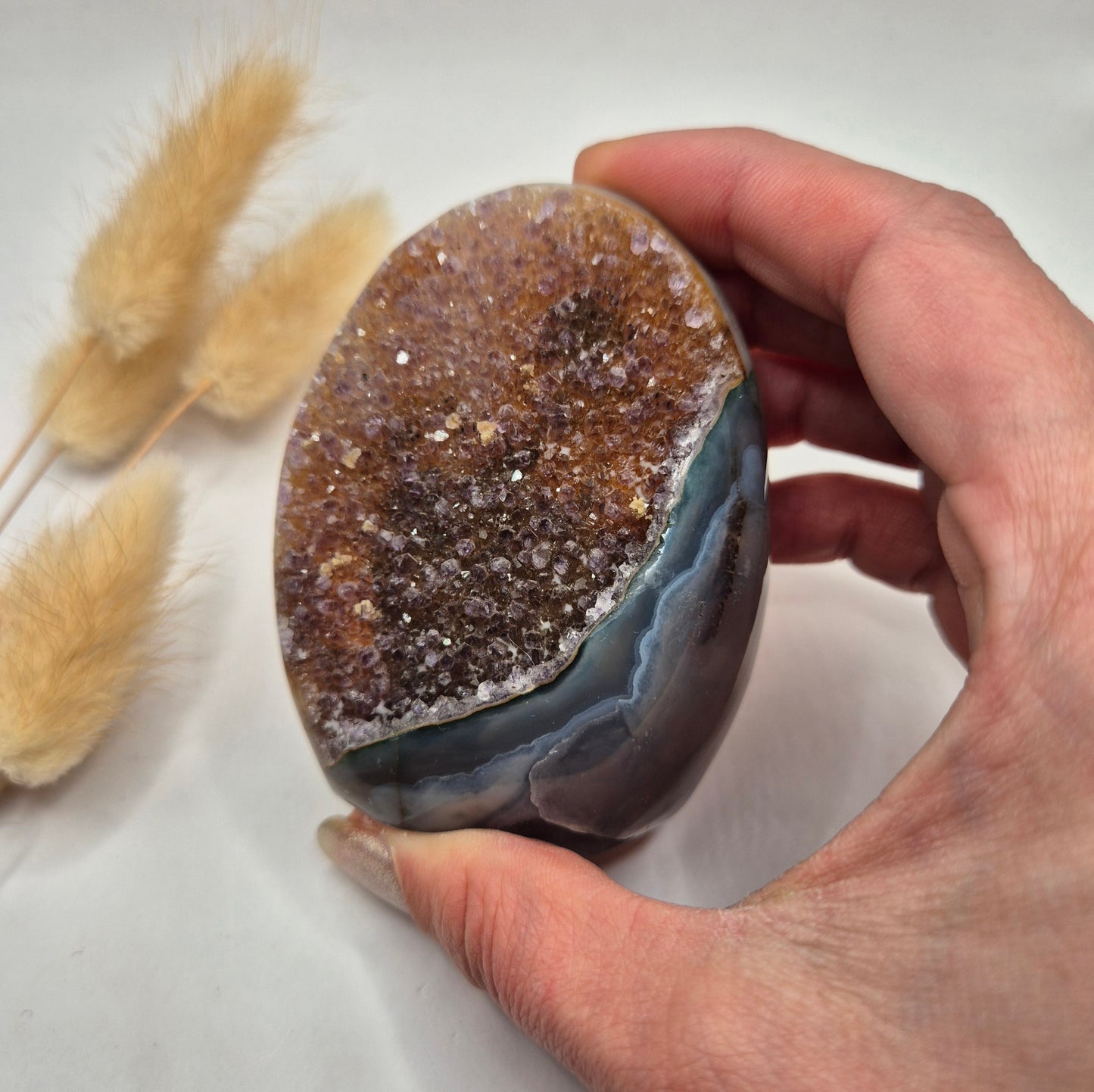 Druzy Grijze Agaat Freeform / Staande Edelsteen Kristal - #32 180g