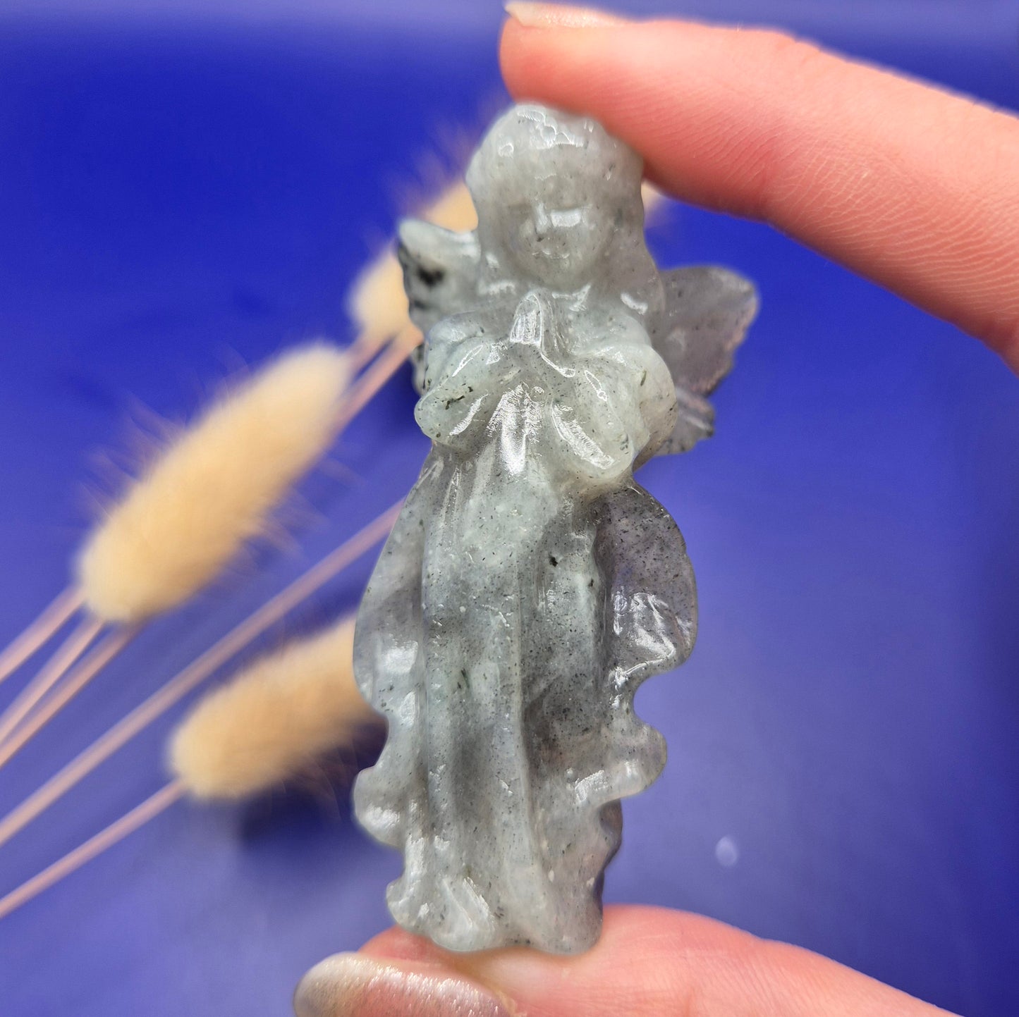 Edelsteen Engelen Carving Labradorite – ca. 6 cm | Bescherming & Rust