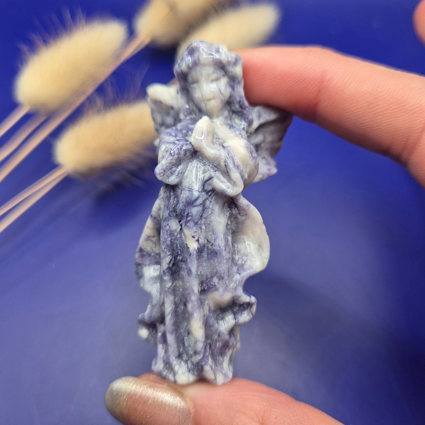 Edelsteen Engelen Carving Lepidoliet – ca. 6 cm | Bescherming & Rust