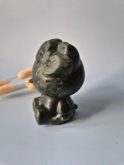 XL Groene Jade Hello Kitty Carving | Bescherming & Harmonie Edelsteen