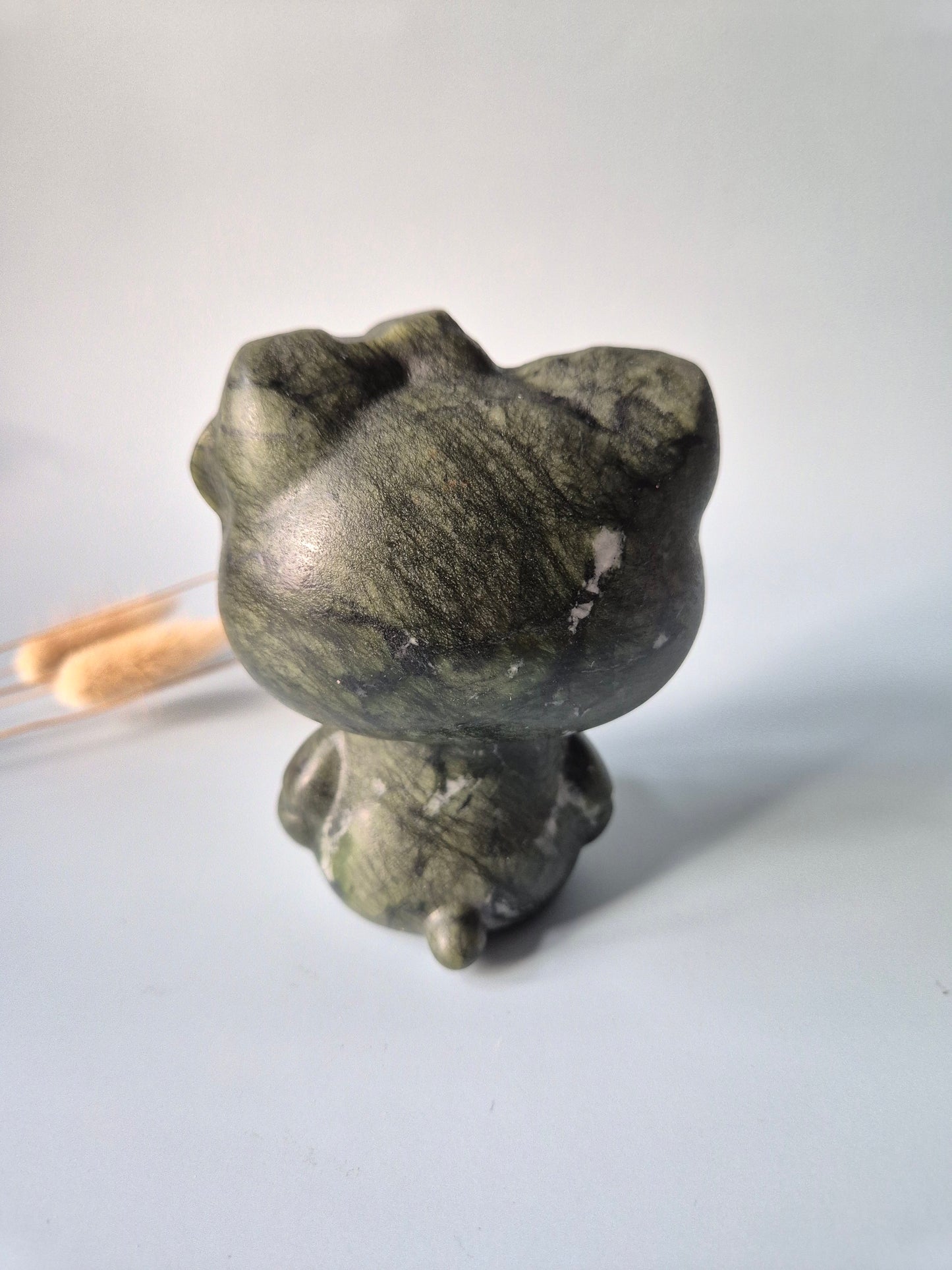 XL Groene Jade Hello Kitty Carving | Bescherming & Harmonie Edelsteen