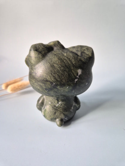 XL Groene Jade Hello Kitty Carving | Bescherming & Harmonie Edelsteen