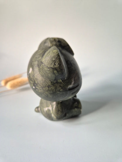 XL Groene Jade Hello Kitty Carving | Bescherming & Harmonie Edelsteen