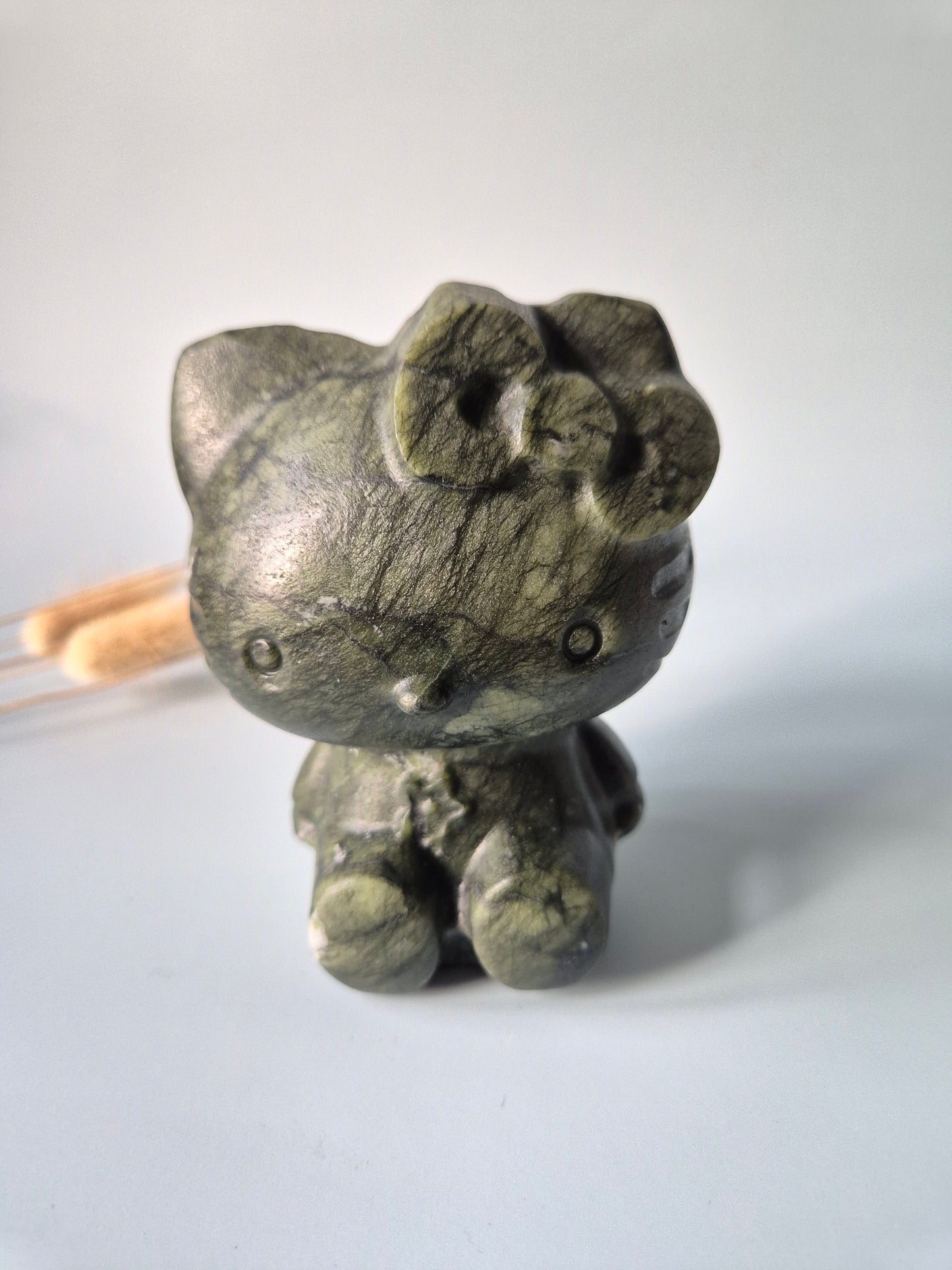 XL Groene Jade Hello Kitty Carving | Bescherming & Harmonie Edelsteen