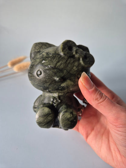XL Groene Jade Hello Kitty Carving | Bescherming & Harmonie Edelsteen
