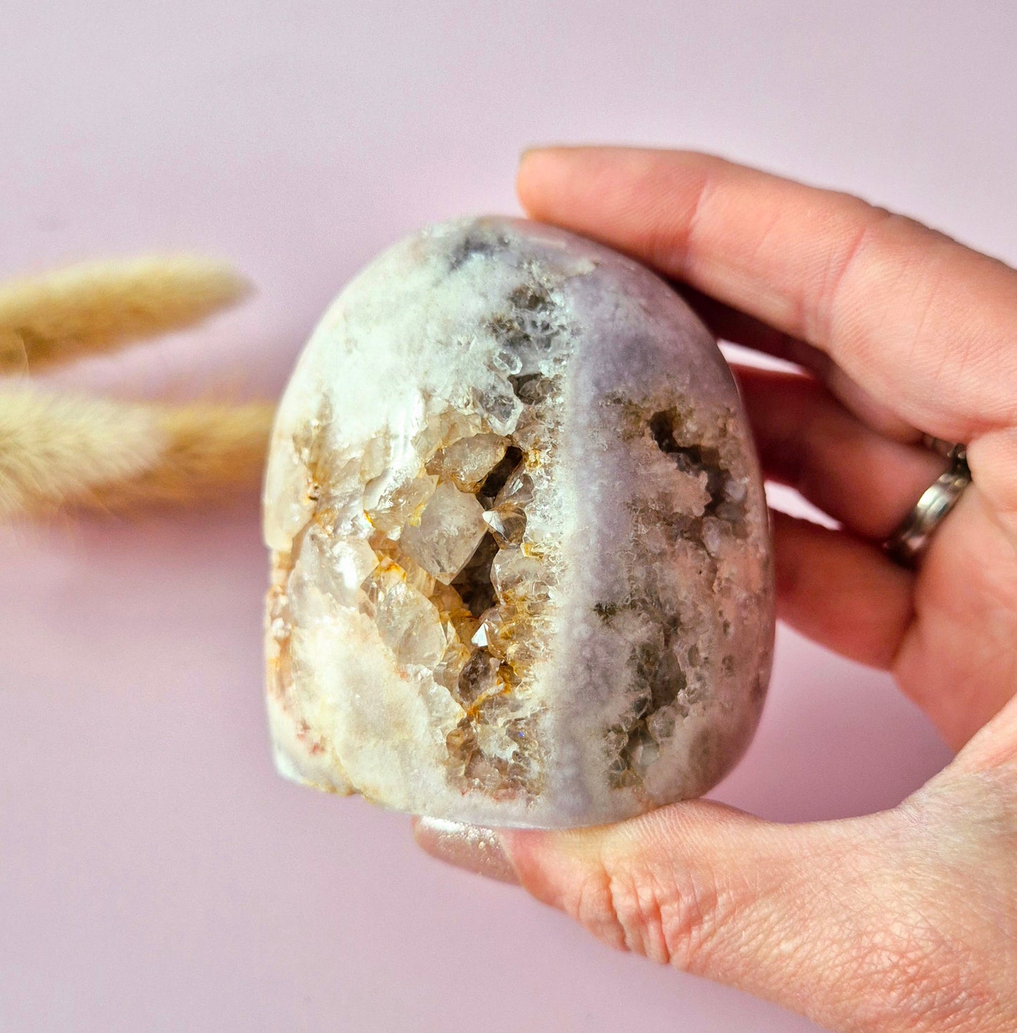 XL Edelsteen Druzy Pink Amethist Geode Freeform van 257 gram Statement Piece