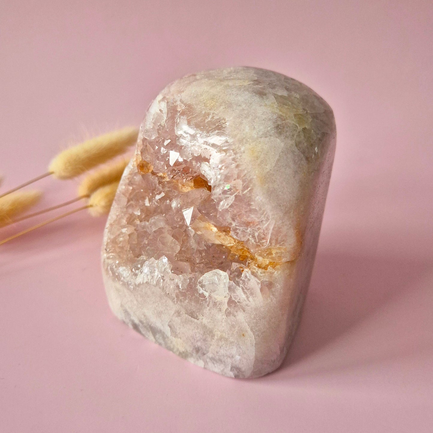 XL Edelsteen Druzy Pink Amethist Geode Freeform van 783 gram Statement Piece