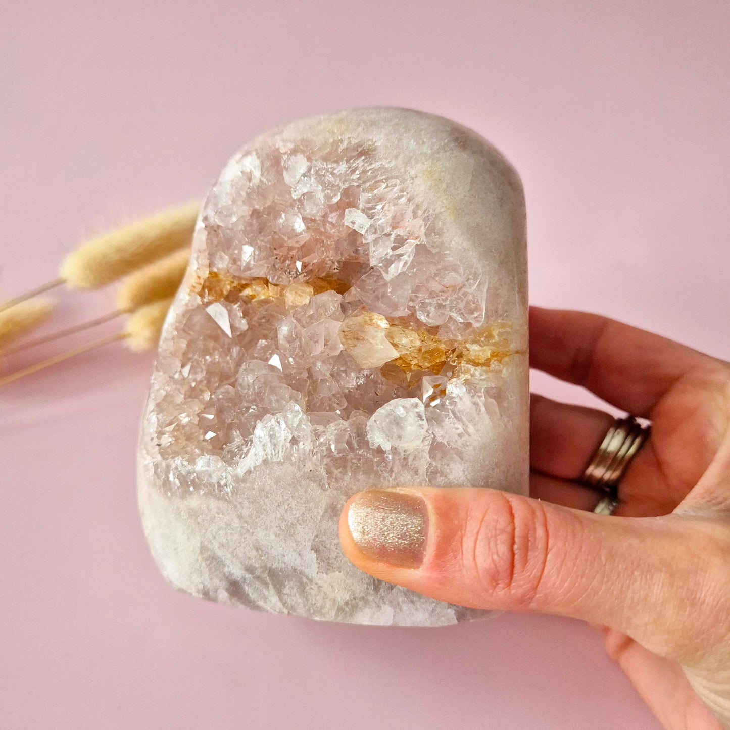 XL Edelsteen Druzy Pink Amethist Geode Freeform van 783 gram Statement Piece