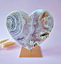 XL Edelsteen Druzy Pink Amethyst Hart – Hoge Kwaliteit ±1000g | incl. metalen standaard | uniek stuk Roze Amethist
