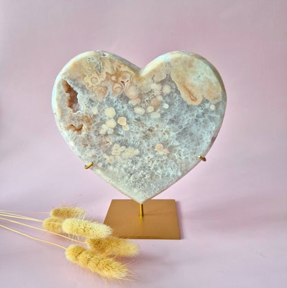 XL Edelsteen Druzy Pink Amethyst Hart – Hoge Kwaliteit ±1345g | incl. metalen standaard | uniek stuk Roze Amethist