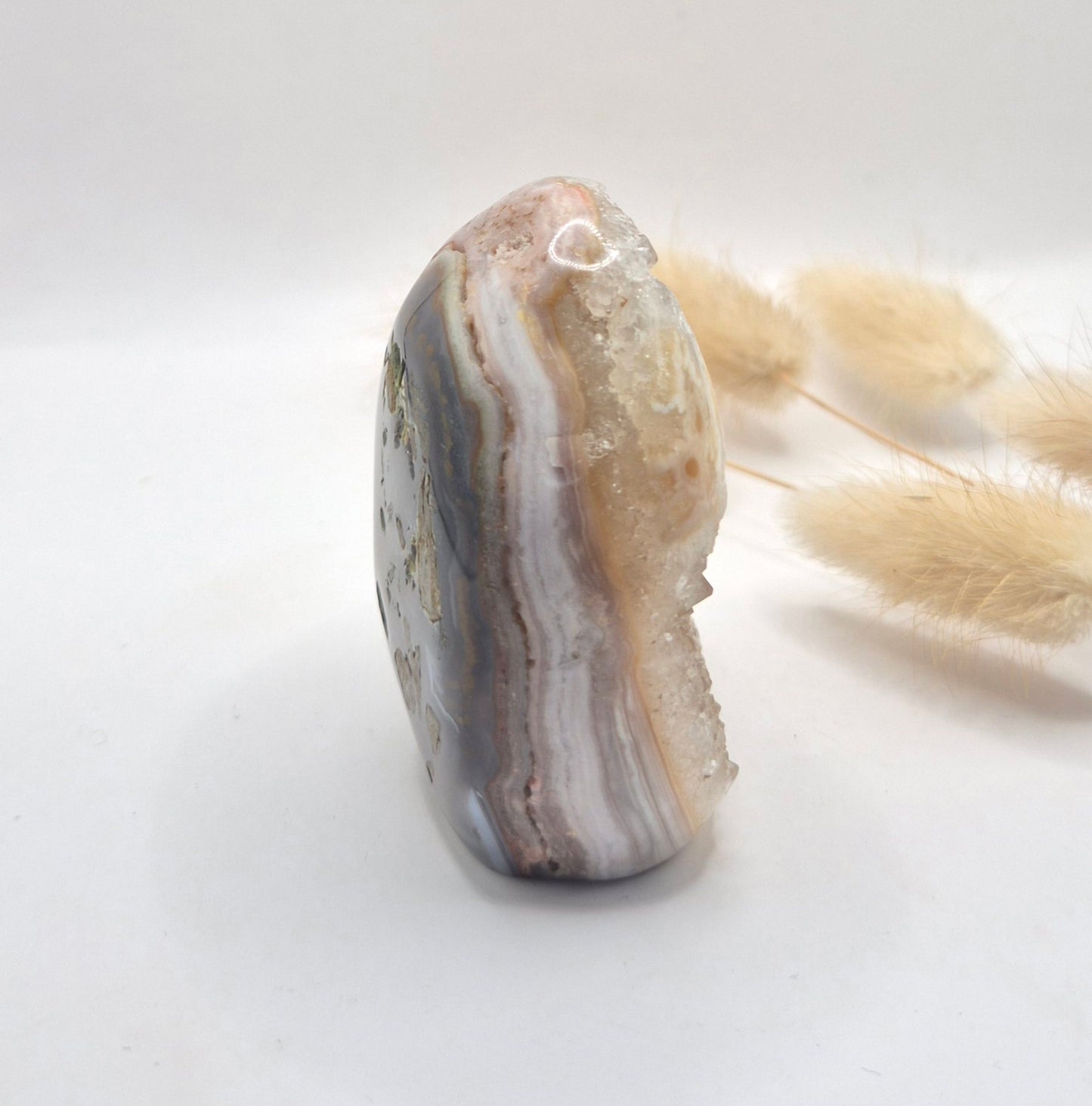 Druzy Grijze Agaat Freeform / Staande Edelsteen Kristal - #43 165g