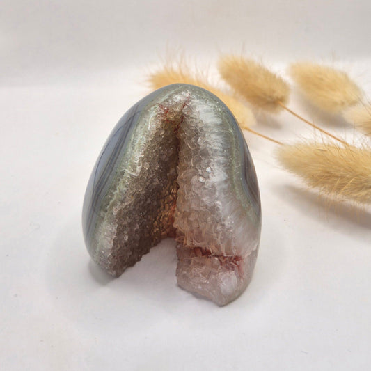 Druzy Grijze Agaat Freeform / Staande Edelsteen Kristal - #53 139g