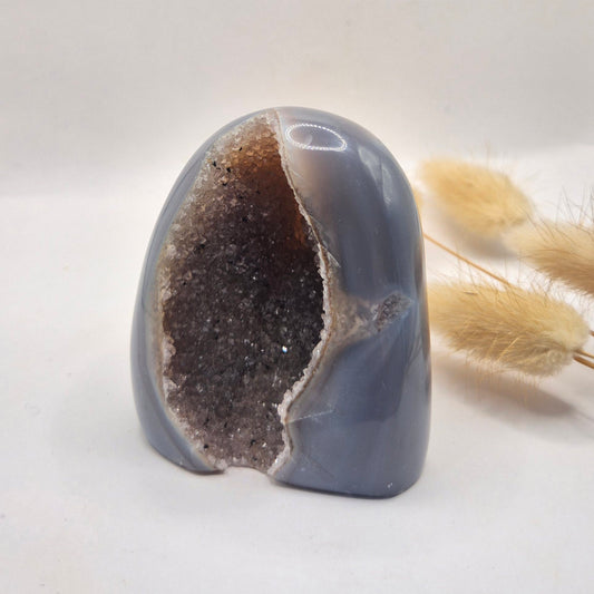 Druzy Grijze Agaat Freeform / Staande Edelsteen Kristal - #54 212g