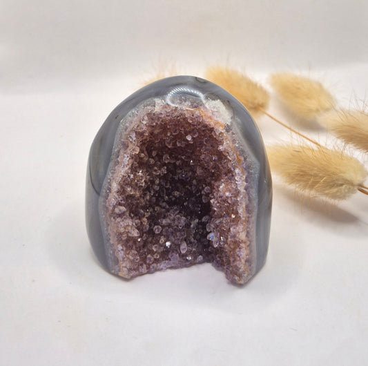 Druzy Grijze Agaat Freeform / Staande Edelsteen Kristal - #56 186g