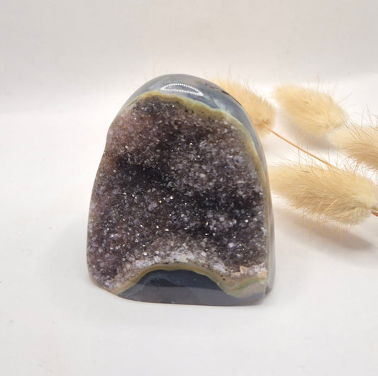 Druzy Grijze Agaat Freeform / Staande Edelsteen Kristal - #58 166g